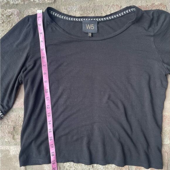 Anthropologie W5 Bell Sleeve Knit Black Top Size M Bohemian Loose Casual - Picture 8 of 8